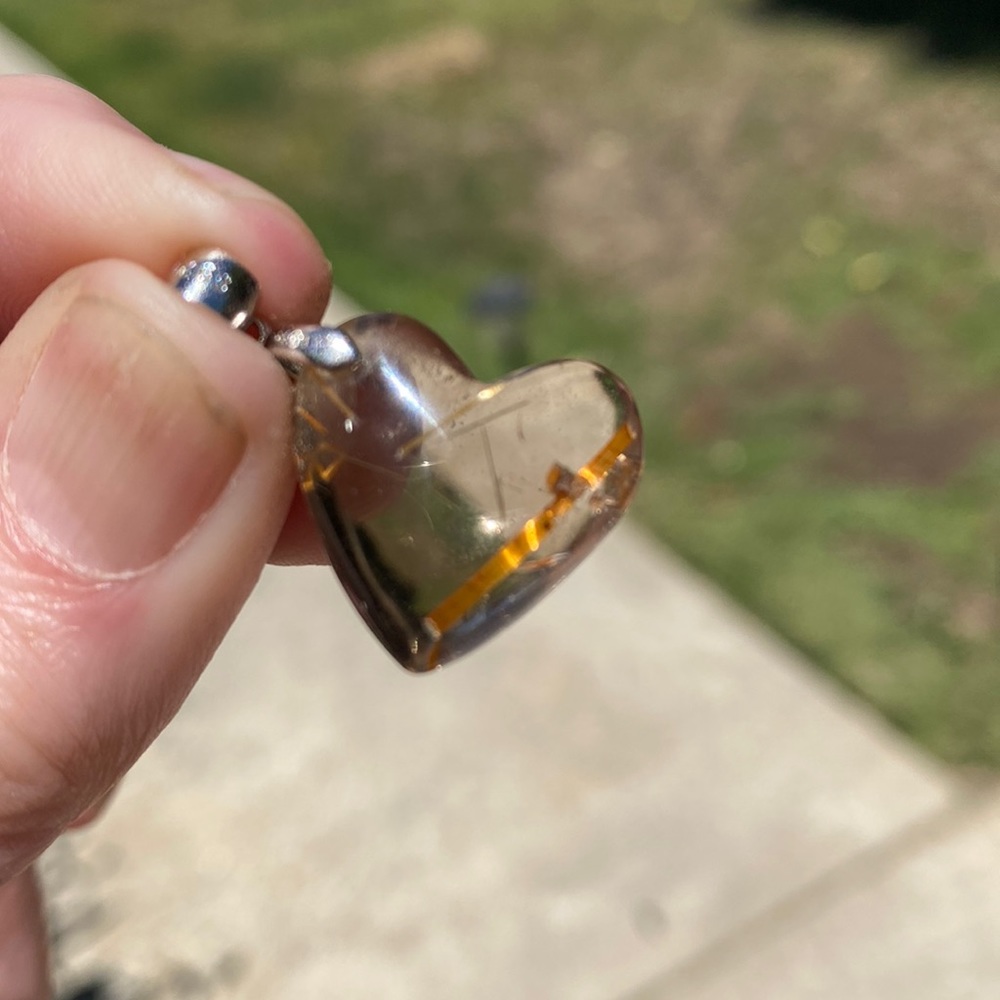 Pretty rutile heart pendant with 925 SS